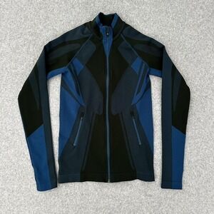 LNDR Track Jacket Womens XS Blue Black Colorblock Seamless Knit Full Zip Running
